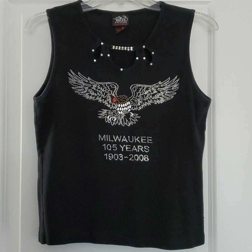 Beaded jeweled Harley biker top